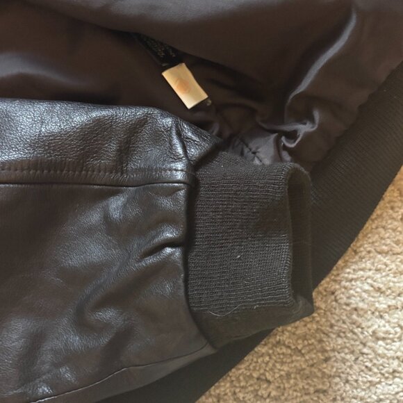 dark brown genuine leather bomber jacket - Picture 4 of 6
